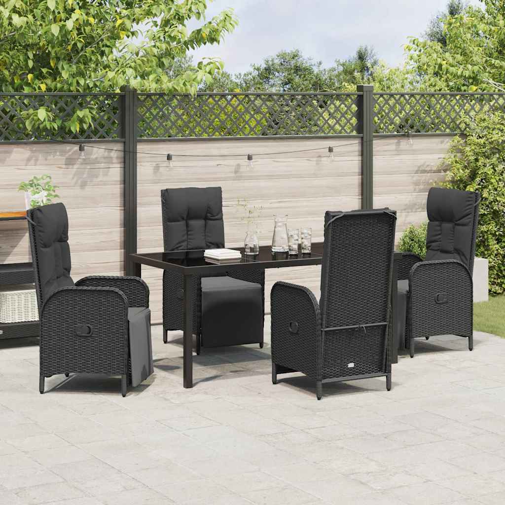 Garten Essgruppe mit Kissen 5 pcs Schwarz Poly-Rattan