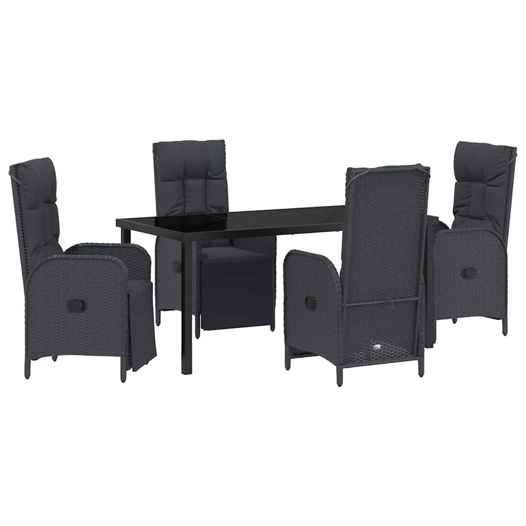 Garten Essgruppe mit Kissen 5 pcs Schwarz Poly-Rattan