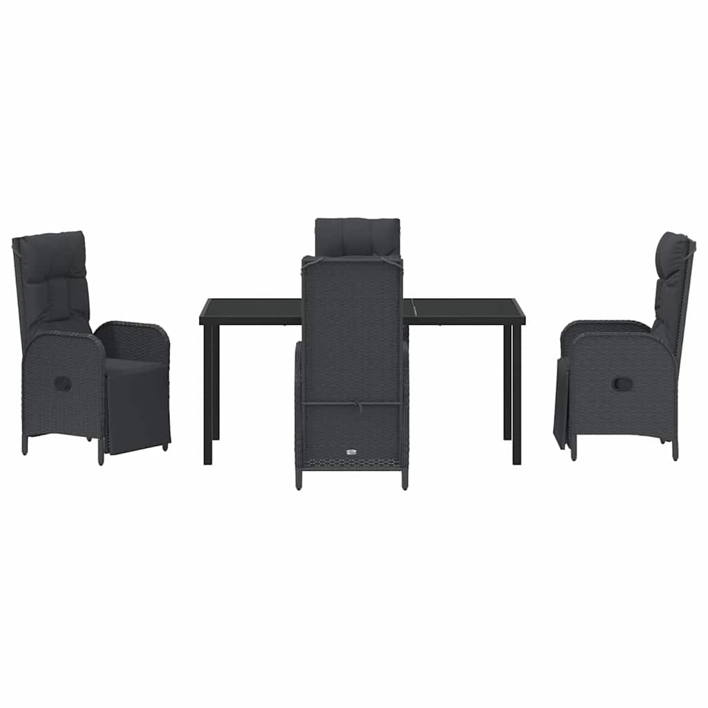 Garten Essgruppe mit Kissen 5 pcs Schwarz Poly-Rattan