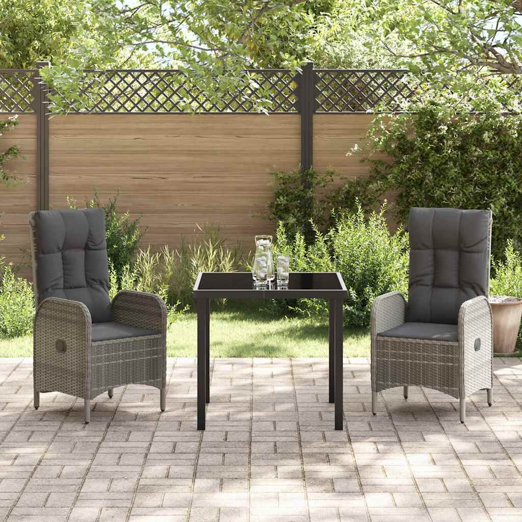 Garten Essgruppe mit Kissen 3 pcs Grau Poly-Rattan