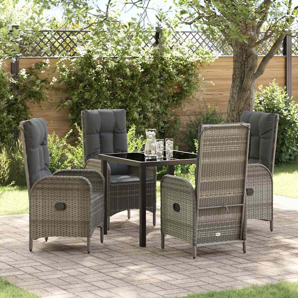 Garten Essgruppe mit Kissen 5 pcs Grau Poly-Rattan