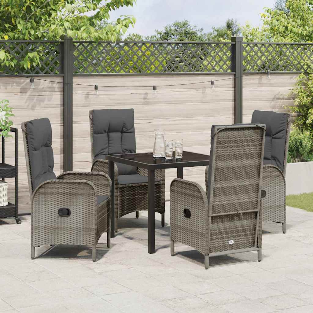 Garten Essgruppe mit Kissen 5 pcs Grau Poly-Rattan