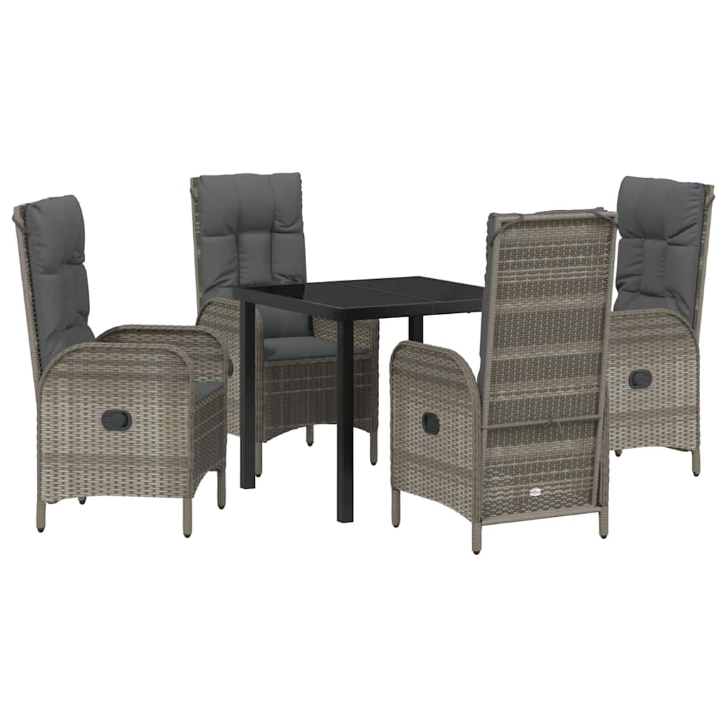 Garten Essgruppe mit Kissen 5 pcs Grau Poly-Rattan