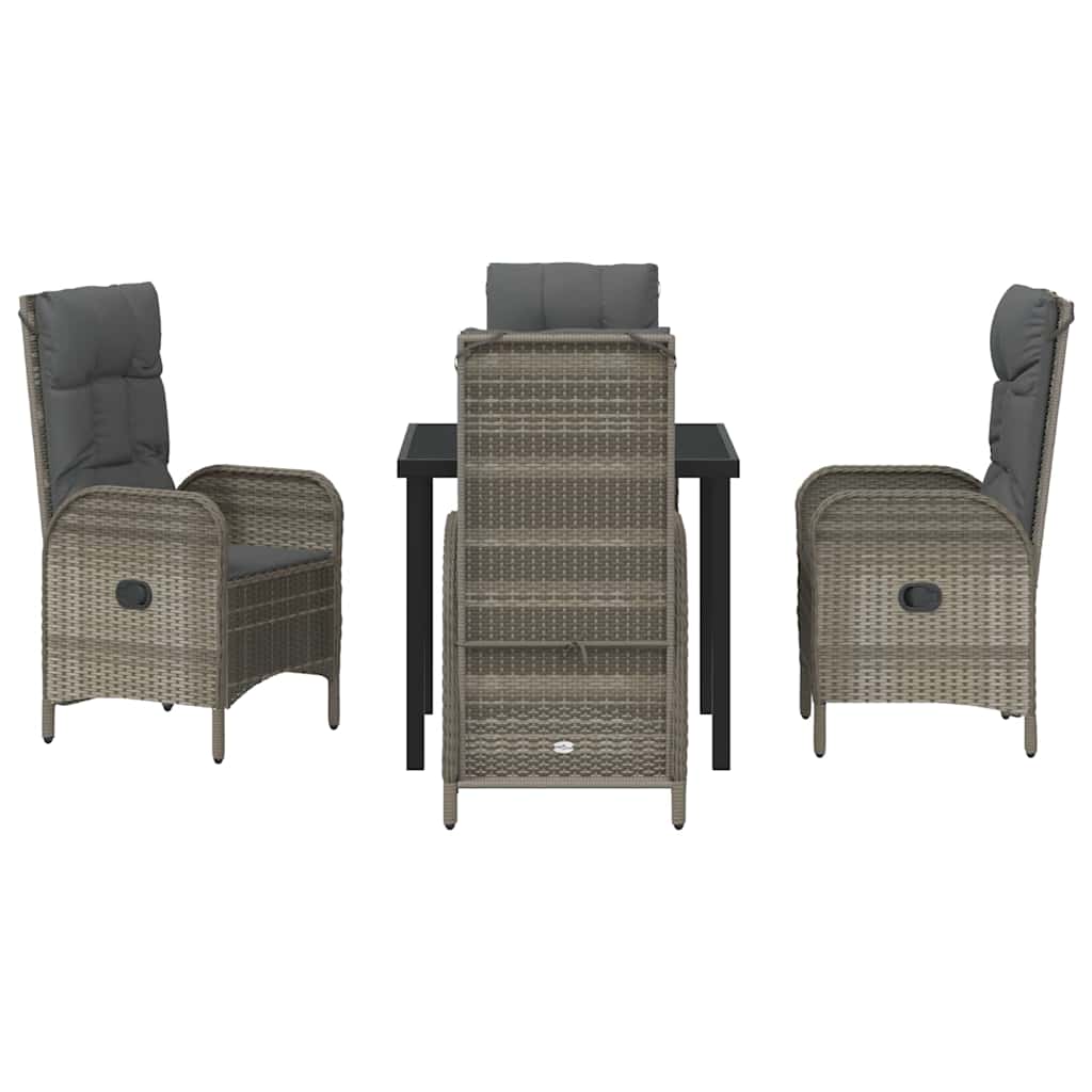 Garten Essgruppe mit Kissen 5 pcs Grau Poly-Rattan