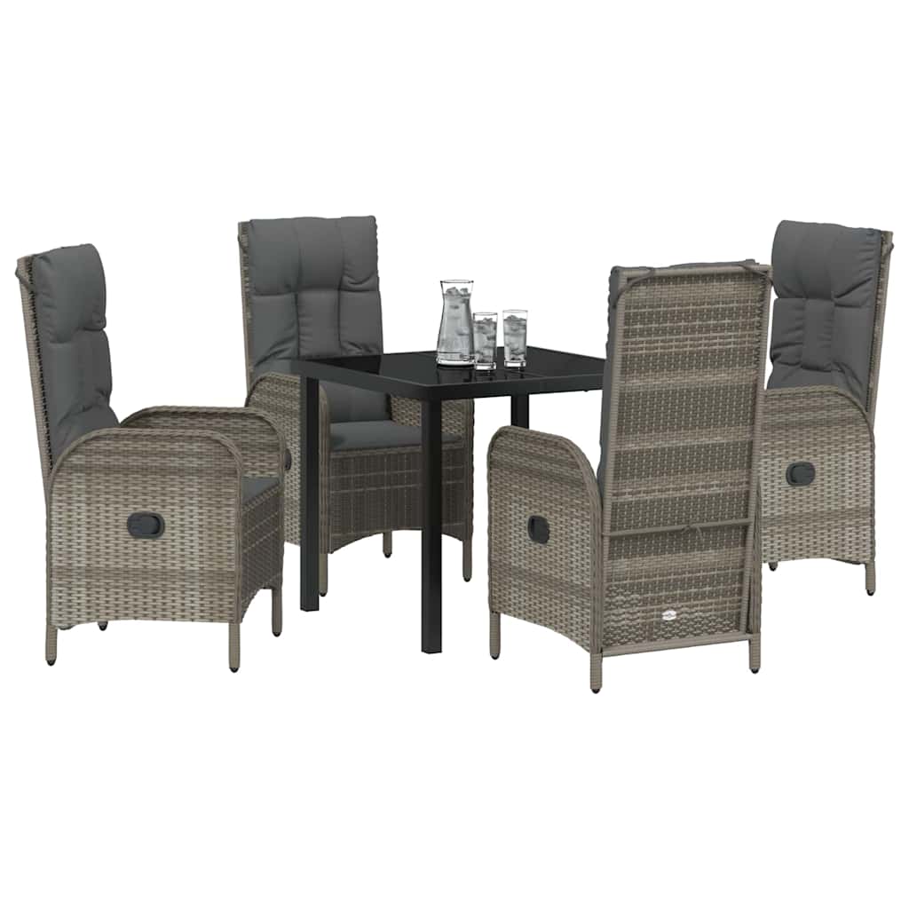 Garten Essgruppe mit Kissen 5 pcs Grau Poly-Rattan
