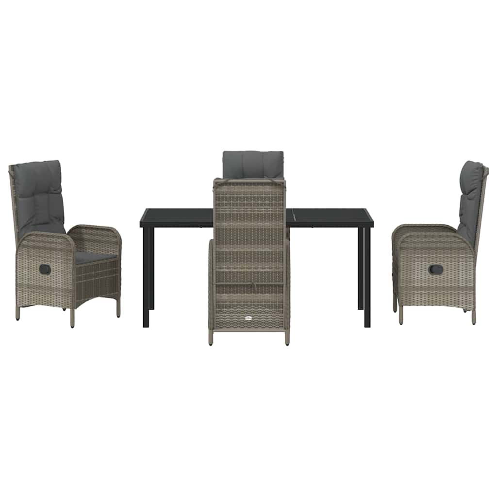 Garten Essgruppe mit Kissen 5 pcs Grau Poly-Rattan