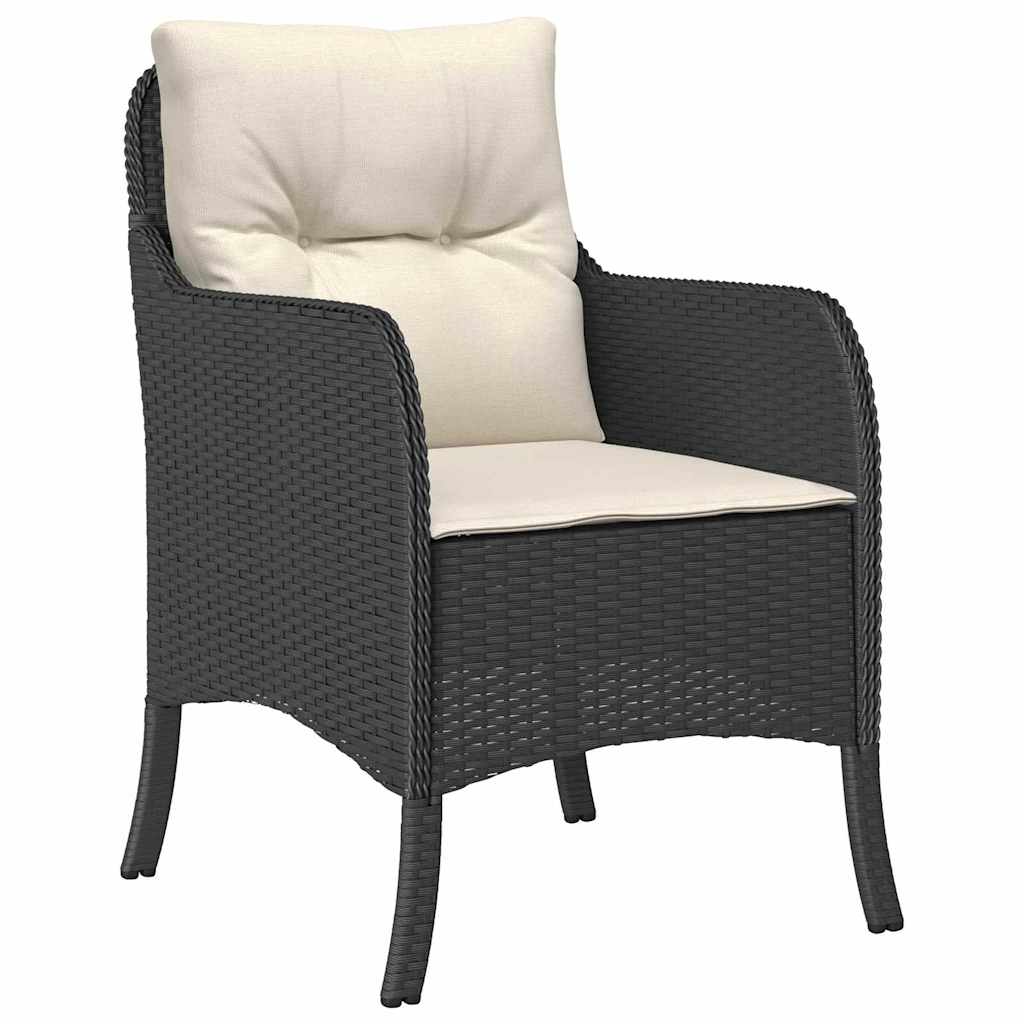 Garten Essgruppe mit Kissen 3 pcs Schwarz Poly-Rattan