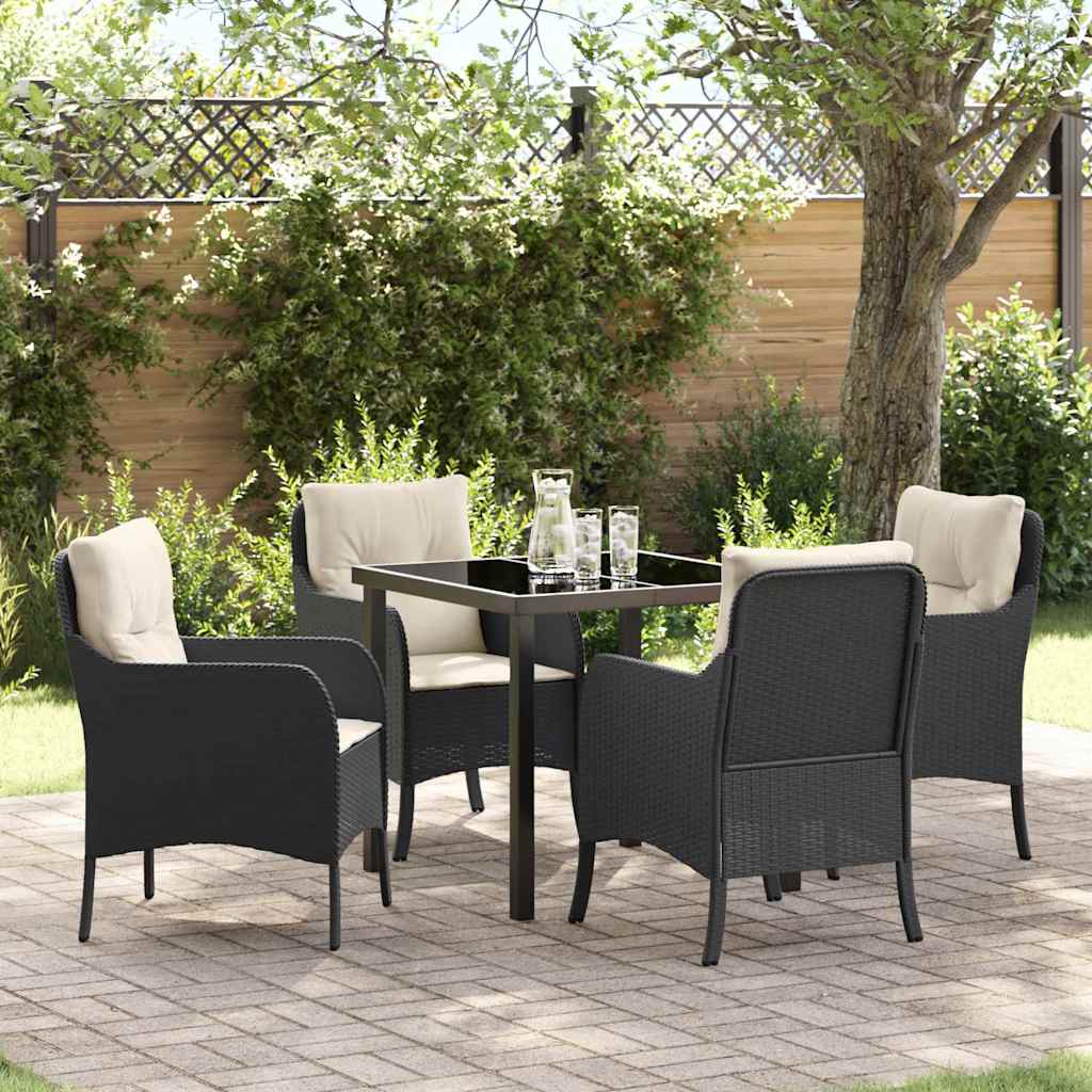 Garten Essgruppe mit Kissen 5 pcs Schwarz Poly-Rattan