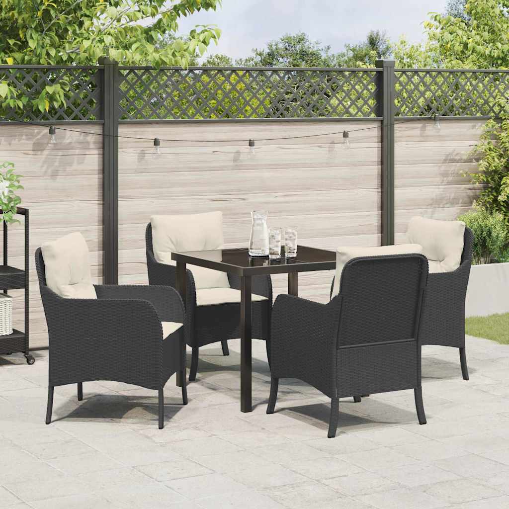 Garten Essgruppe mit Kissen 5 pcs Schwarz Poly-Rattan