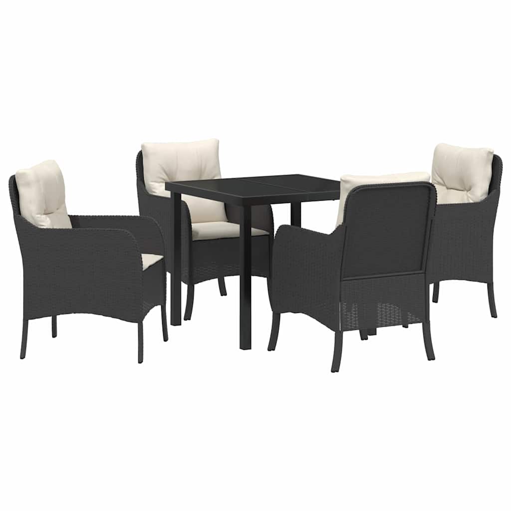 Garten Essgruppe mit Kissen 5 pcs Schwarz Poly-Rattan