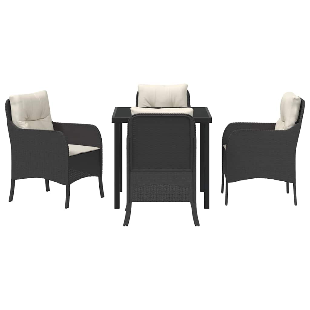 Garten Essgruppe mit Kissen 5 pcs Schwarz Poly-Rattan