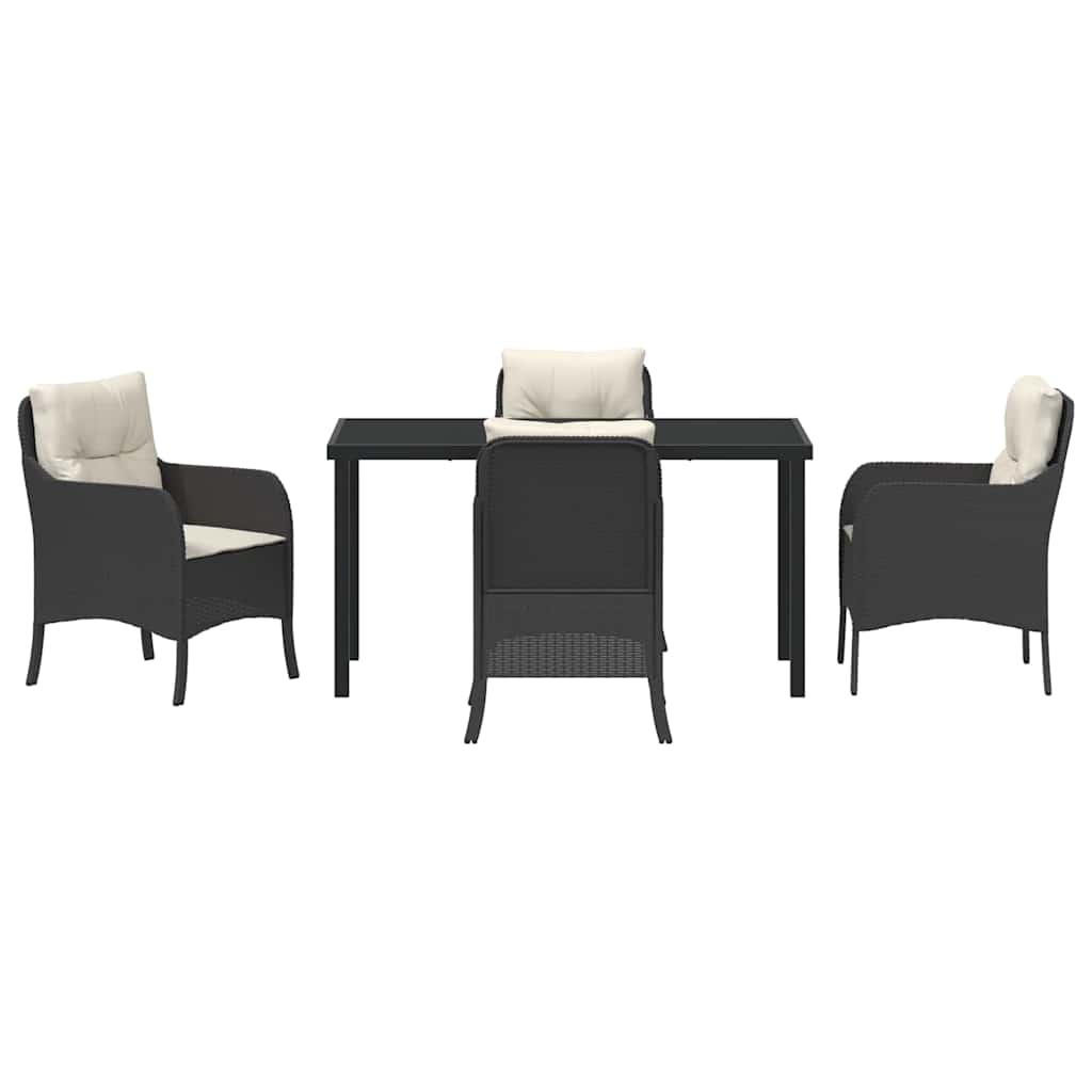 Garten Essgruppe mit Kissen 5 pcs Schwarz Poly-Rattan