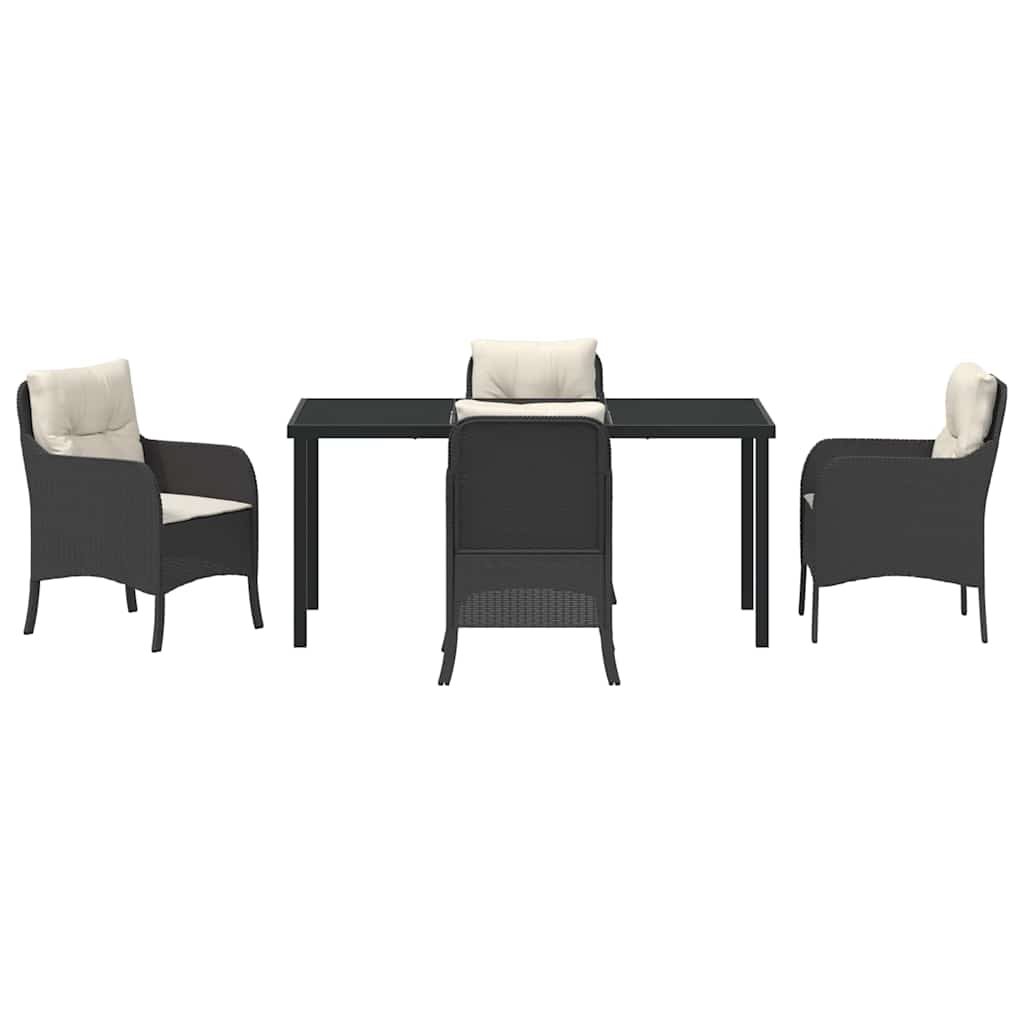 Garten Essgruppe mit Kissen 5 pcs Schwarz Poly-Rattan