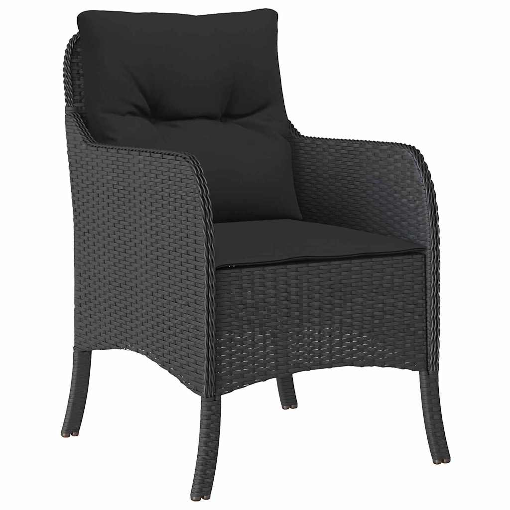 Garten Essgruppe mit Kissen 3 pcs Schwarz Poly-Rattan