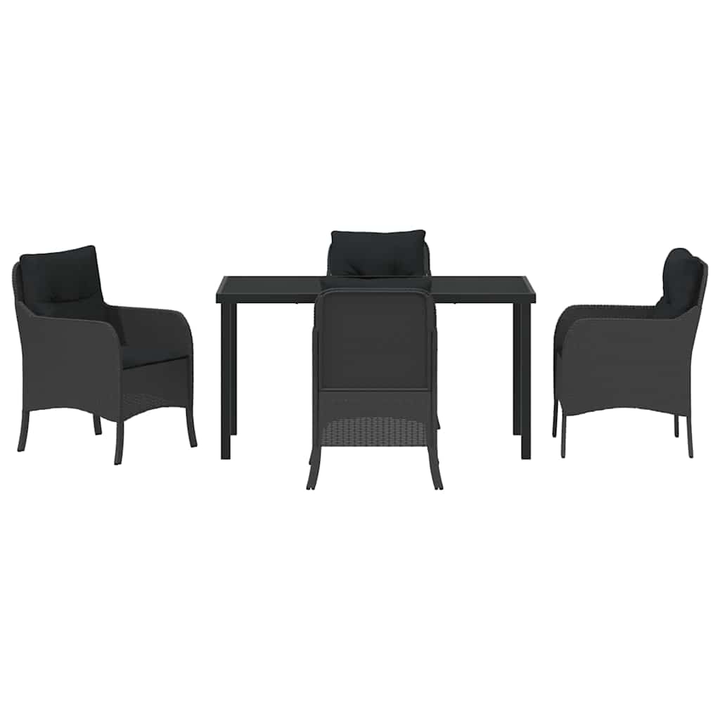 Garten Essgruppe mit Kissen 5 pcs Schwarz Poly-Rattan