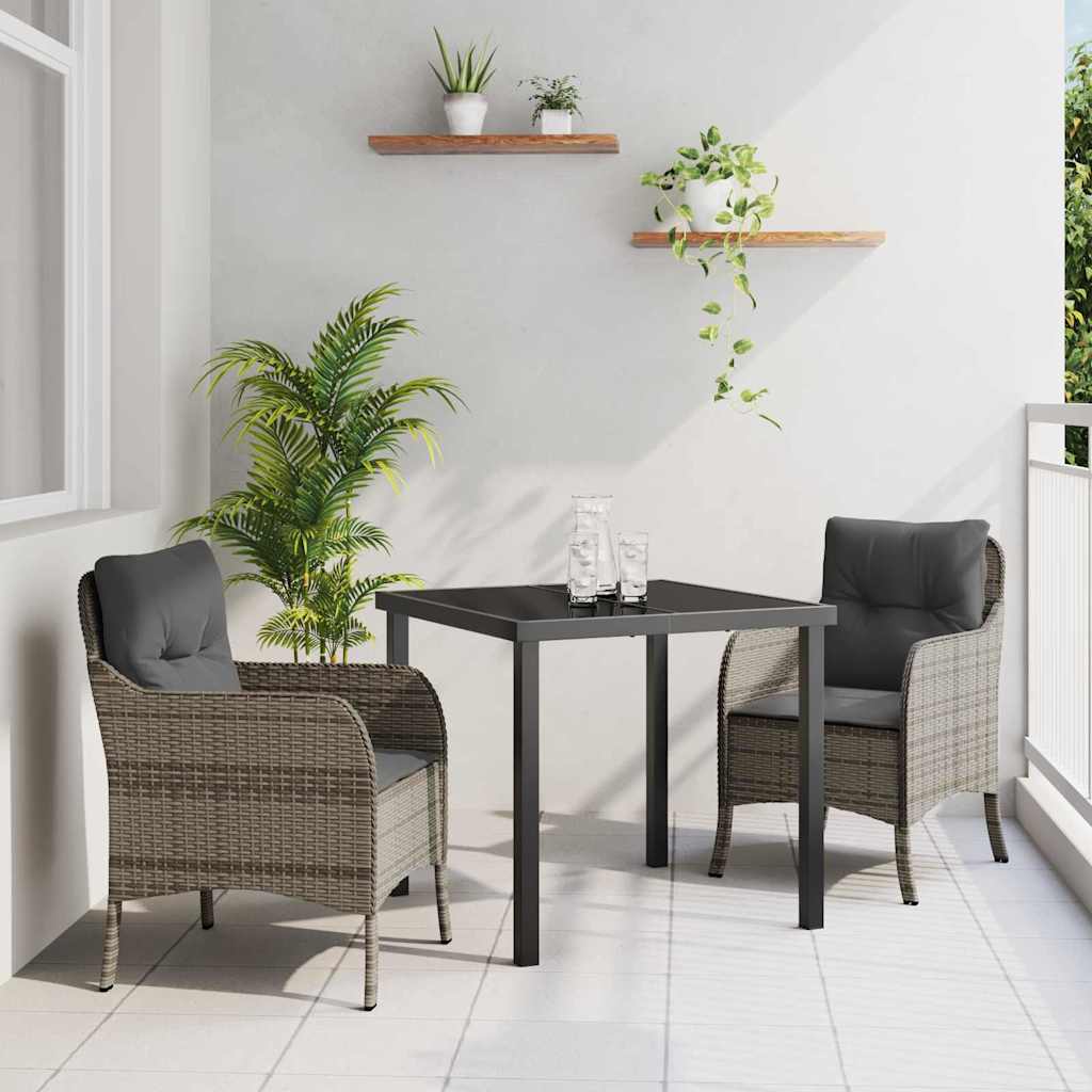 Garten Essgruppe mit Kissen 3 pcs Grau Poly-Rattan