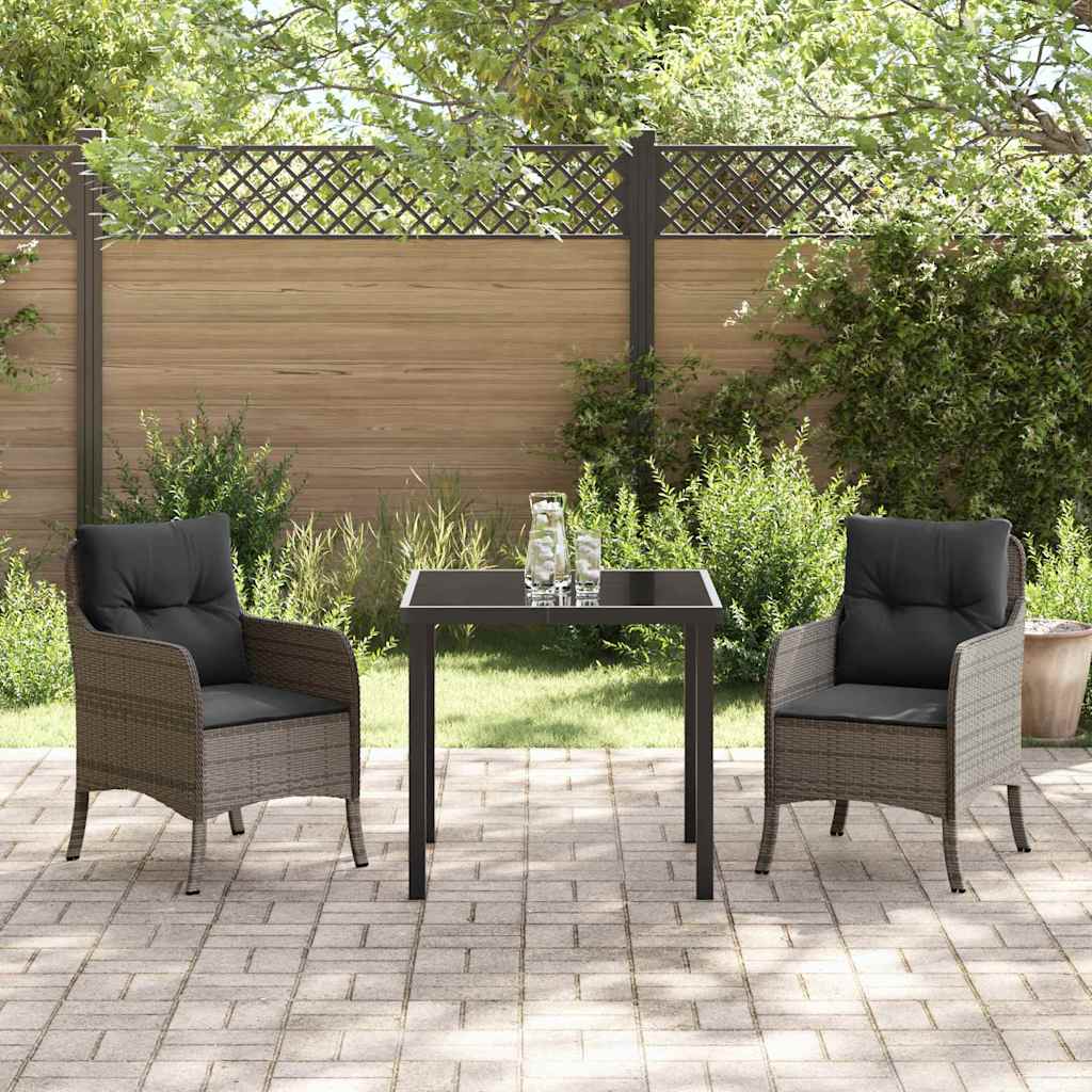 Garten Essgruppe mit Kissen 3 pcs Grau Poly-Rattan