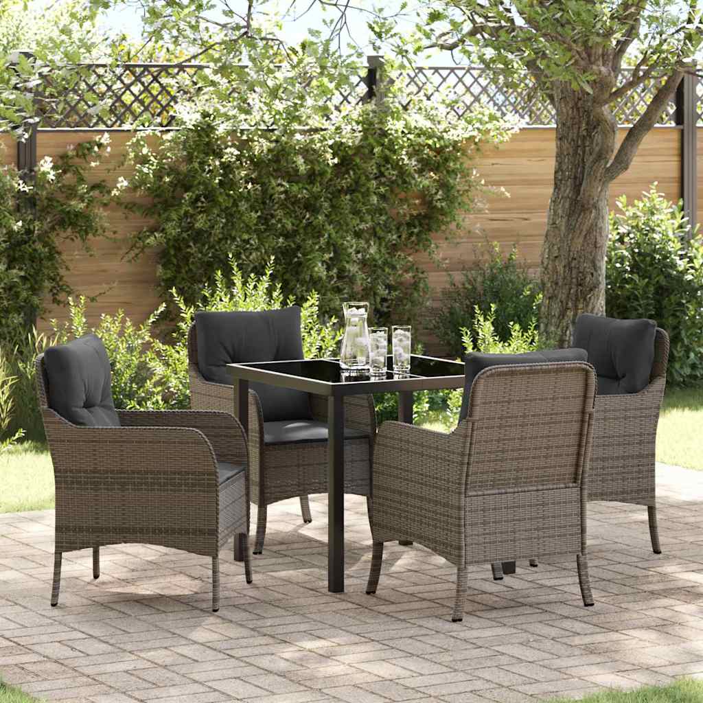 Garten Essgruppe mit Kissen 5 pcs Grau Poly-Rattan