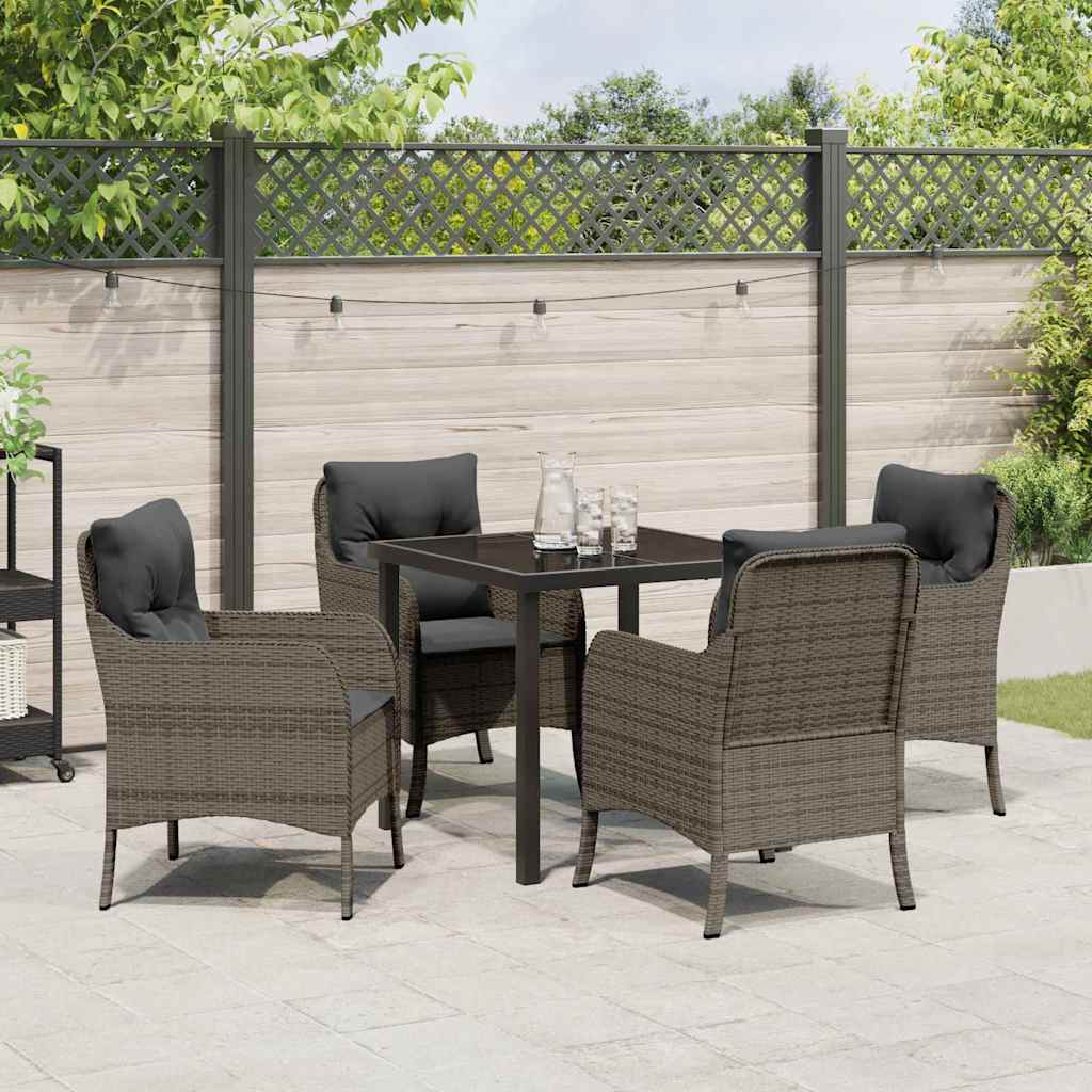 Garten Essgruppe mit Kissen 5 pcs Grau Poly-Rattan