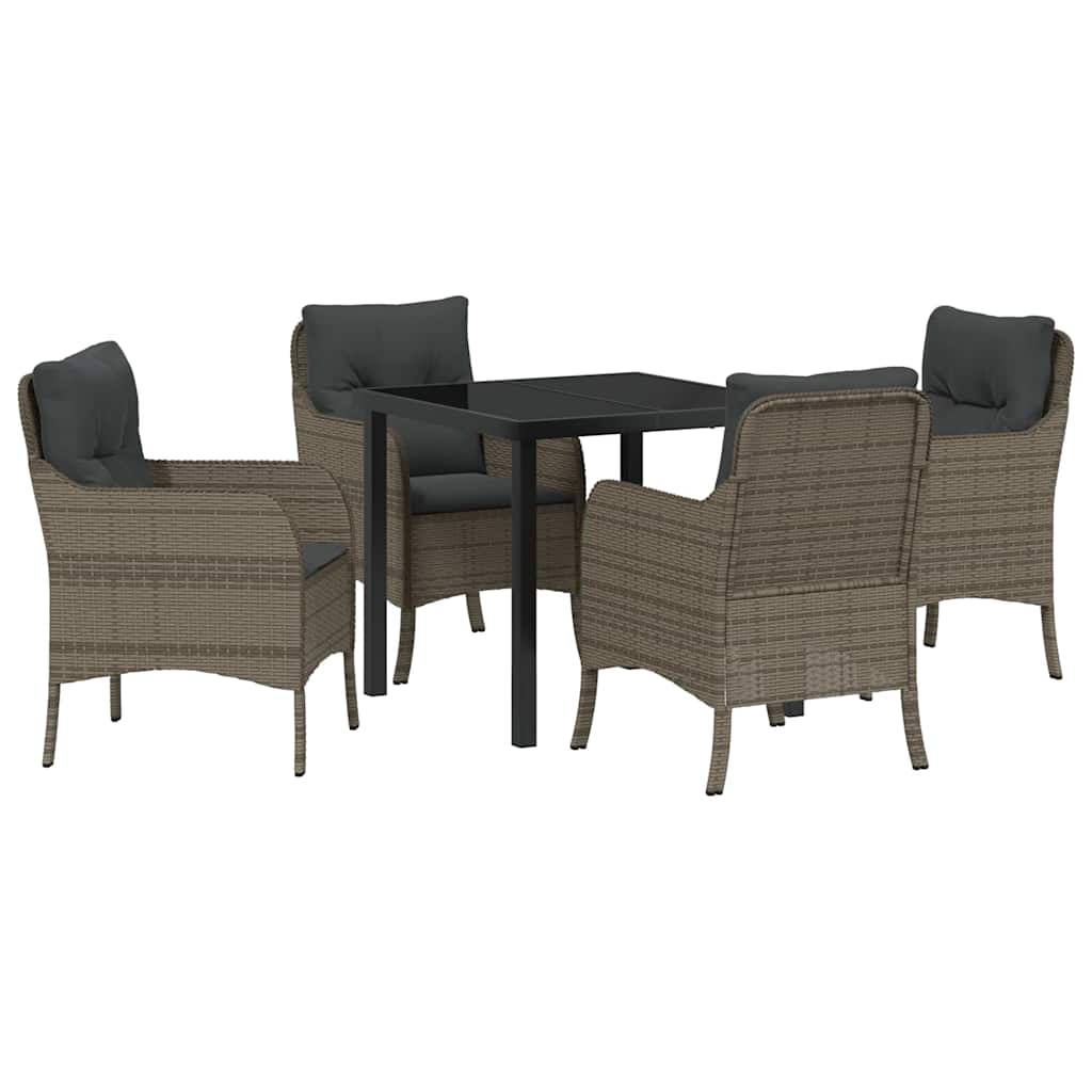 Garten Essgruppe mit Kissen 5 pcs Grau Poly-Rattan