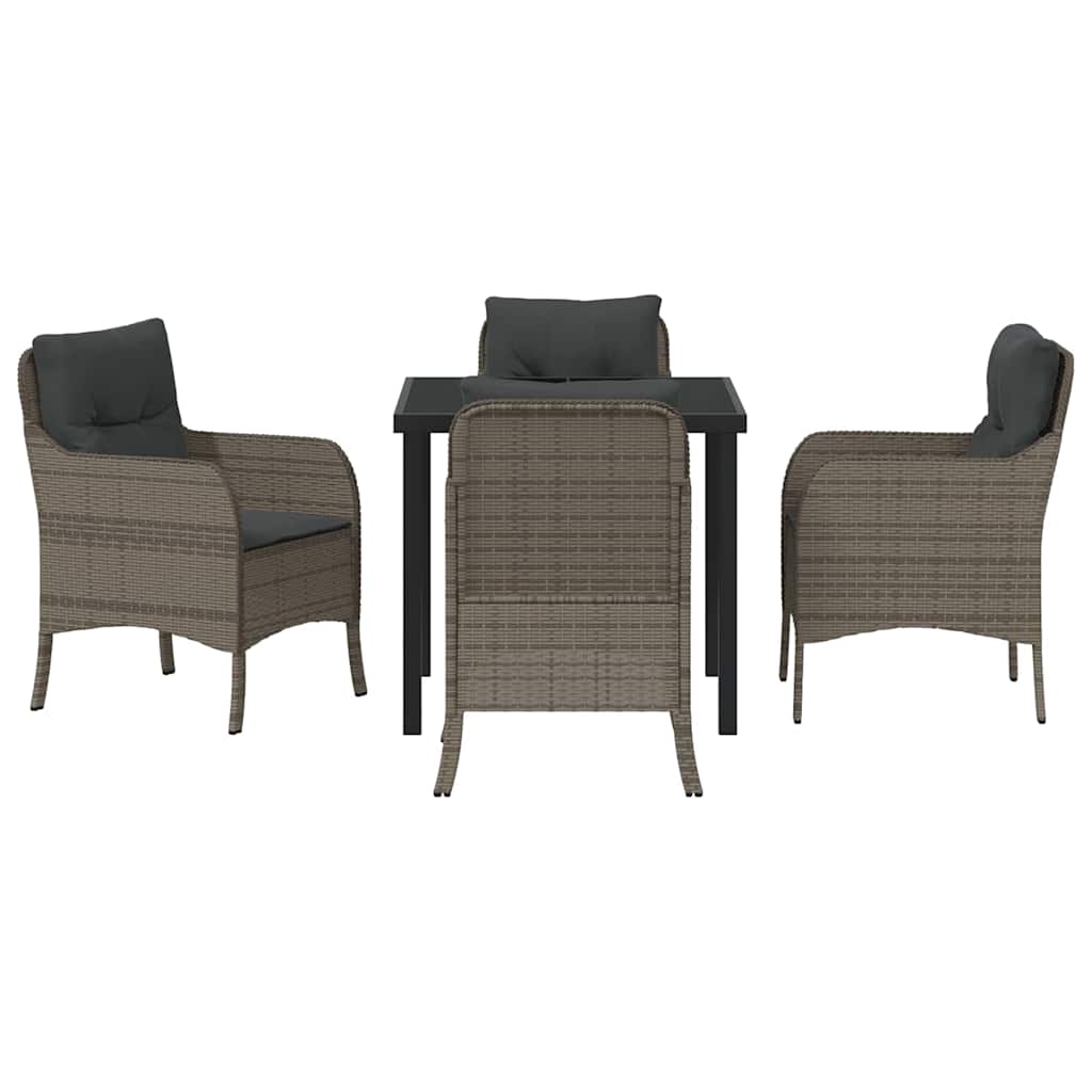 Garten Essgruppe mit Kissen 5 pcs Grau Poly-Rattan