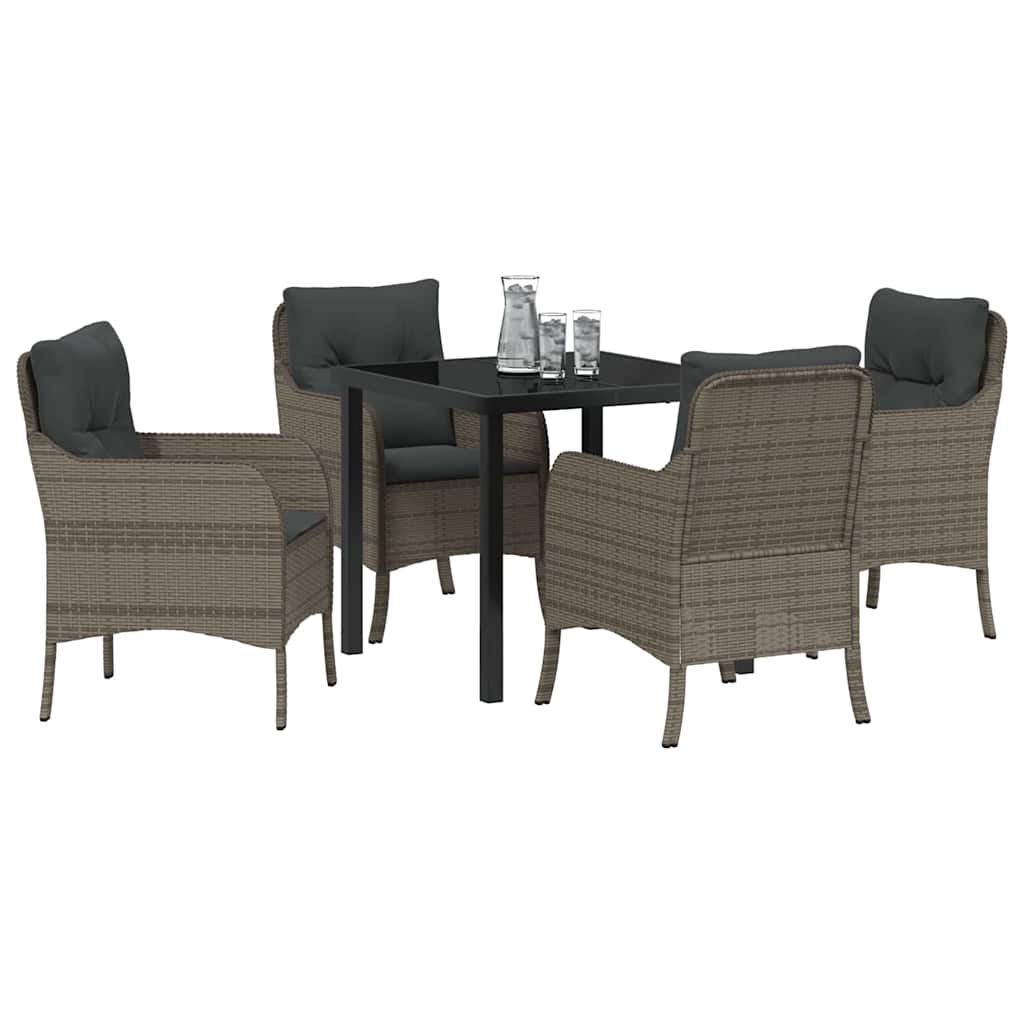 Garten Essgruppe mit Kissen 5 pcs Grau Poly-Rattan