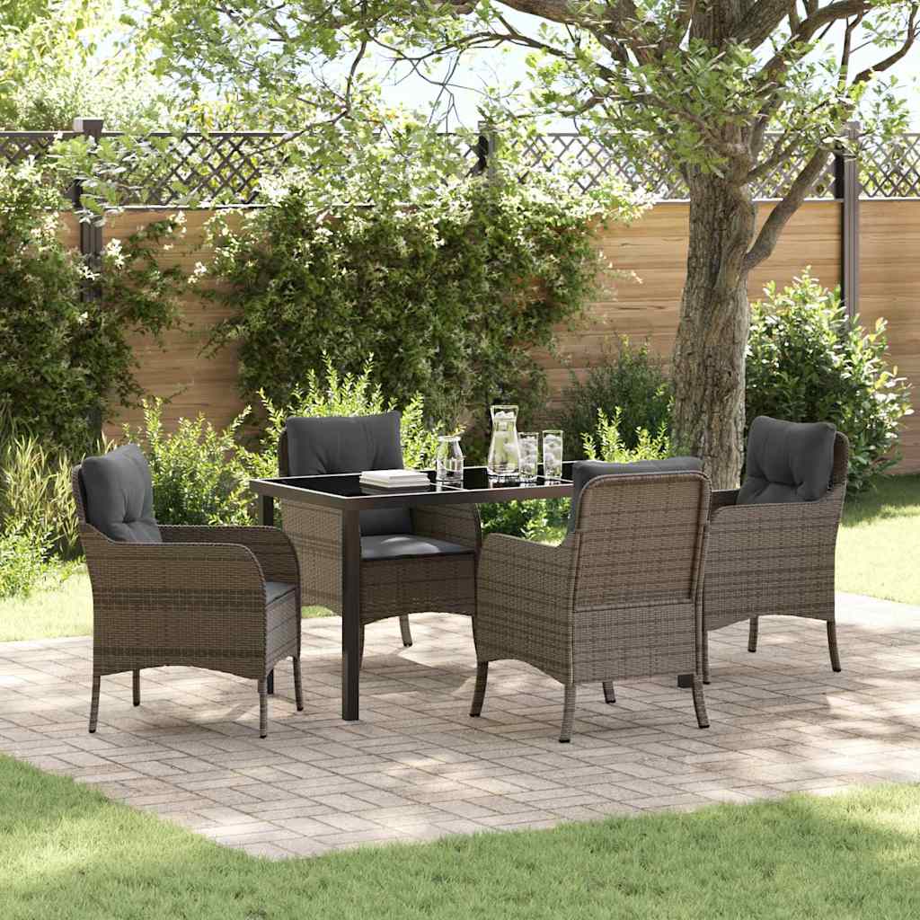 Garten Essgruppe mit Kissen 5 pcs Grau Poly-Rattan