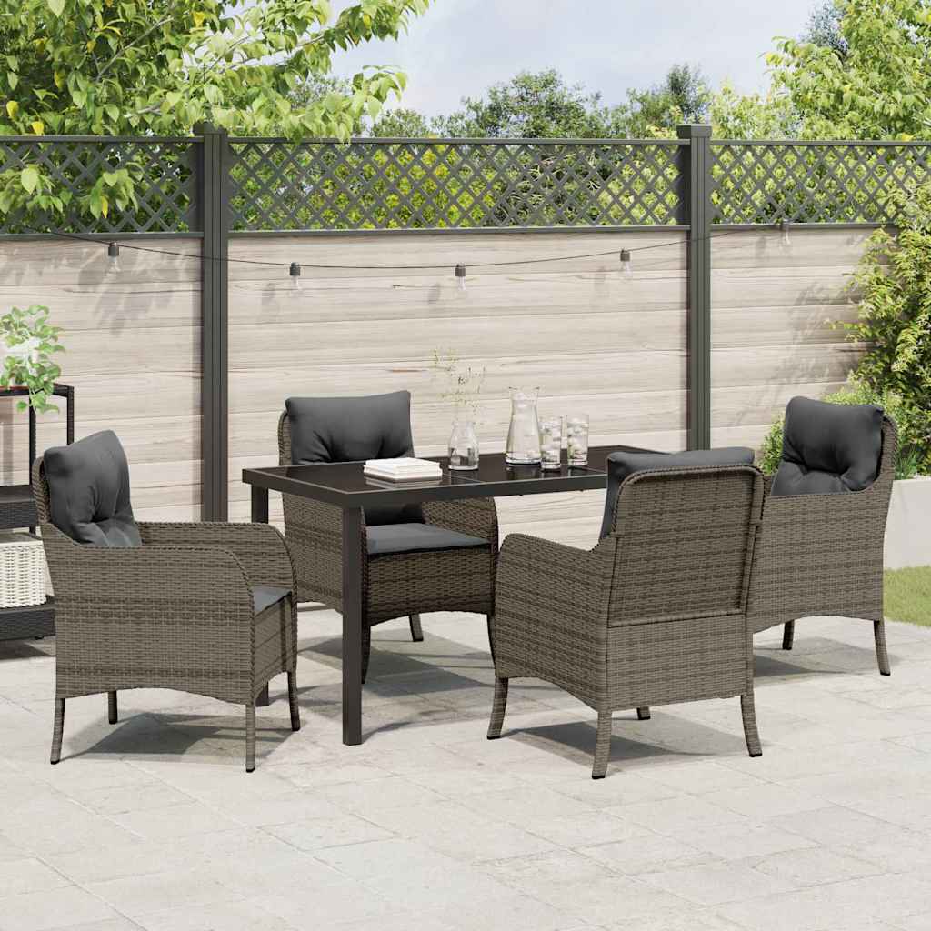 Garten Essgruppe mit Kissen 5 pcs Grau Poly-Rattan