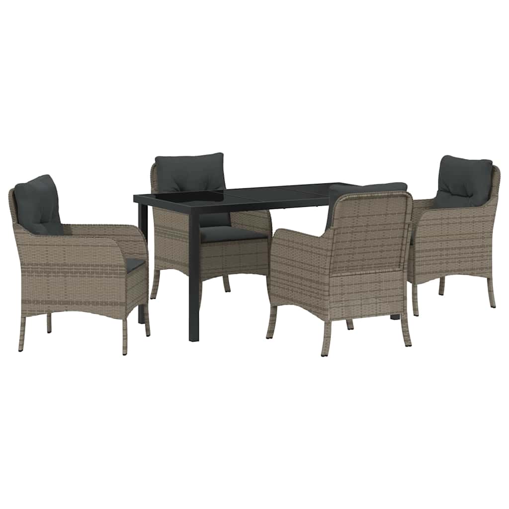 Garten Essgruppe mit Kissen 5 pcs Grau Poly-Rattan