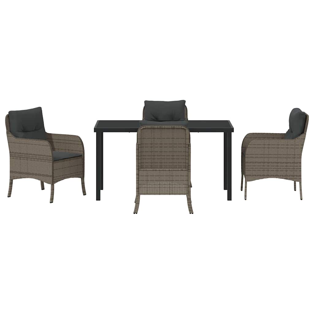 Garten Essgruppe mit Kissen 5 pcs Grau Poly-Rattan