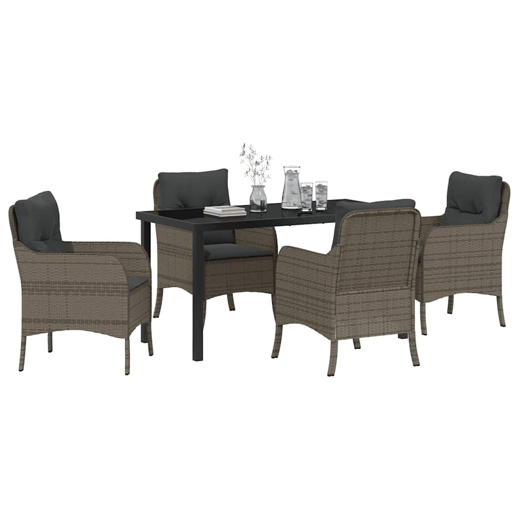 Garten Essgruppe mit Kissen 5 pcs Grau Poly-Rattan