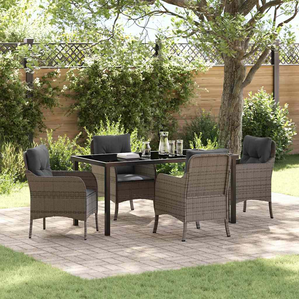 Garten Essgruppe mit Kissen 5 pcs Grau Poly-Rattan
