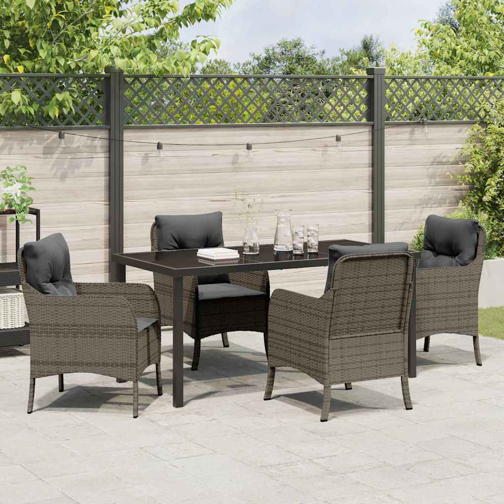 Garten Essgruppe mit Kissen 5 pcs Grau Poly-Rattan