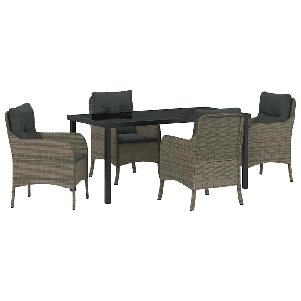 Garten Essgruppe mit Kissen 5 pcs Grau Poly-Rattan