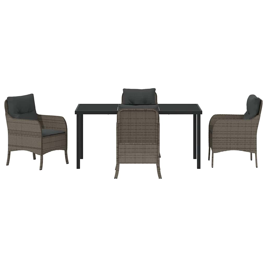 Garten Essgruppe mit Kissen 5 pcs Grau Poly-Rattan