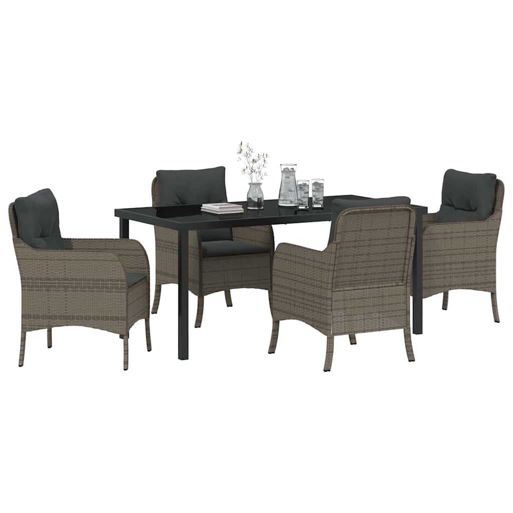 Garten Essgruppe mit Kissen 5 pcs Grau Poly-Rattan