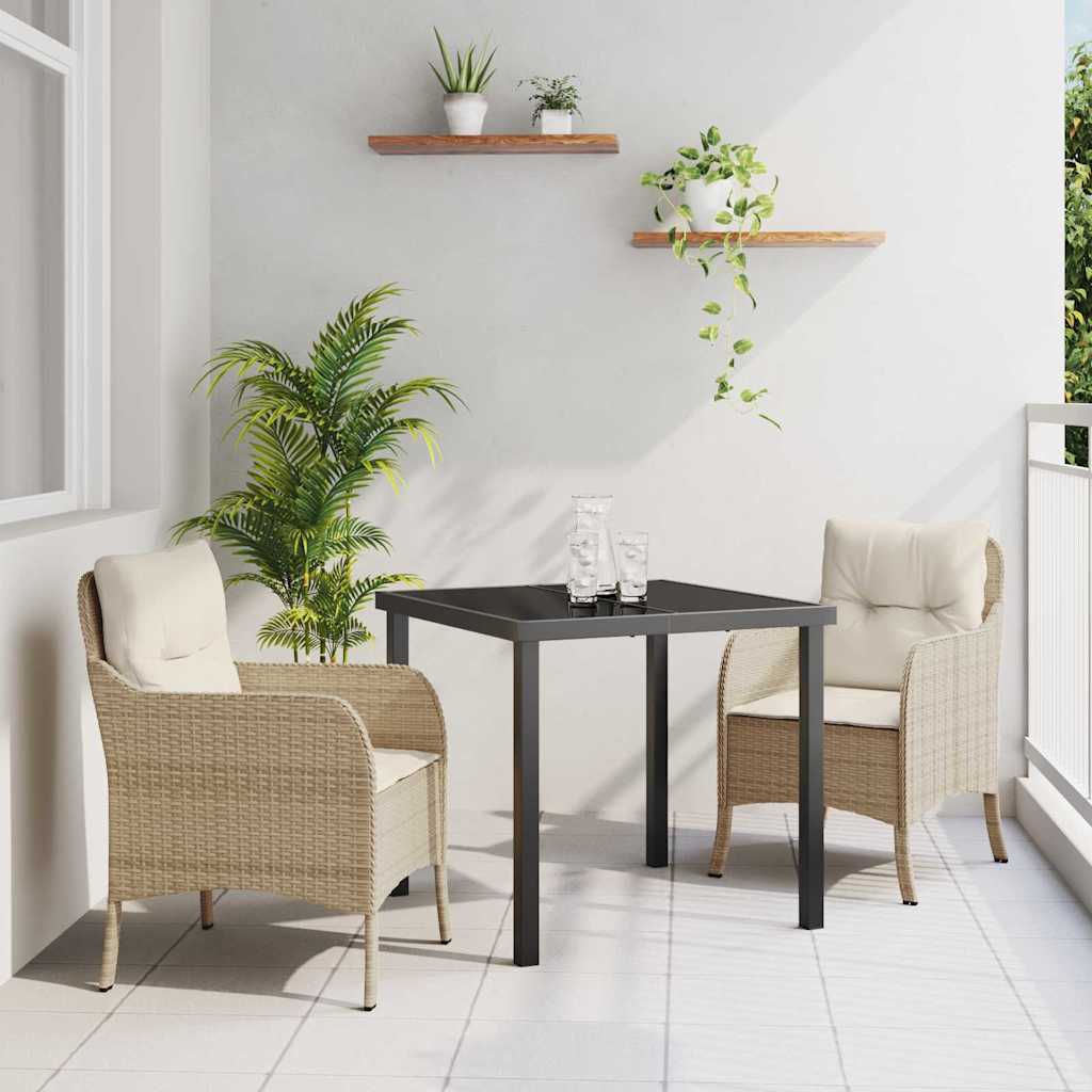 Garten Essgruppe mit Kissen 3 pcs Beige Poly-Rattan