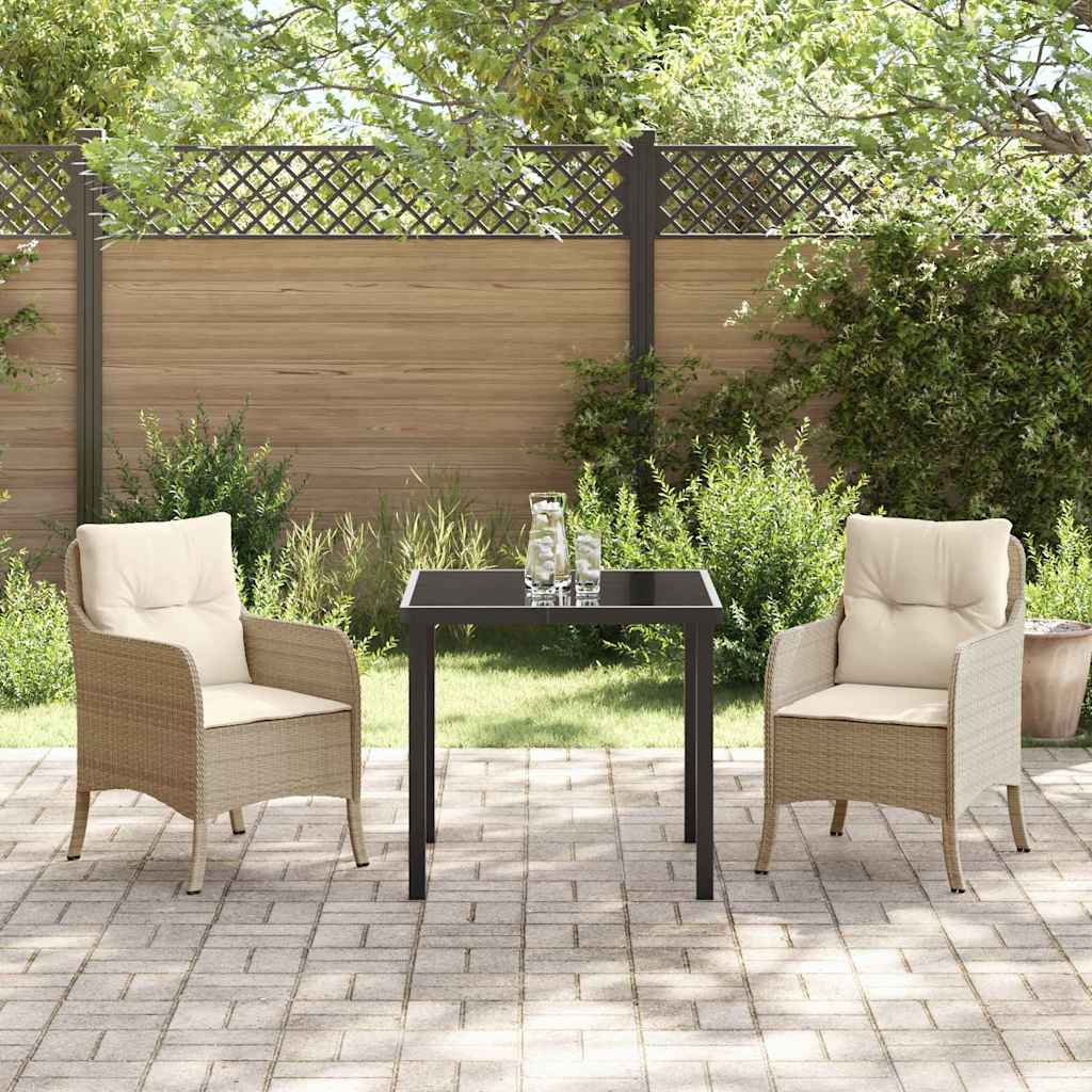 Garten Essgruppe mit Kissen 3 pcs Beige Poly-Rattan