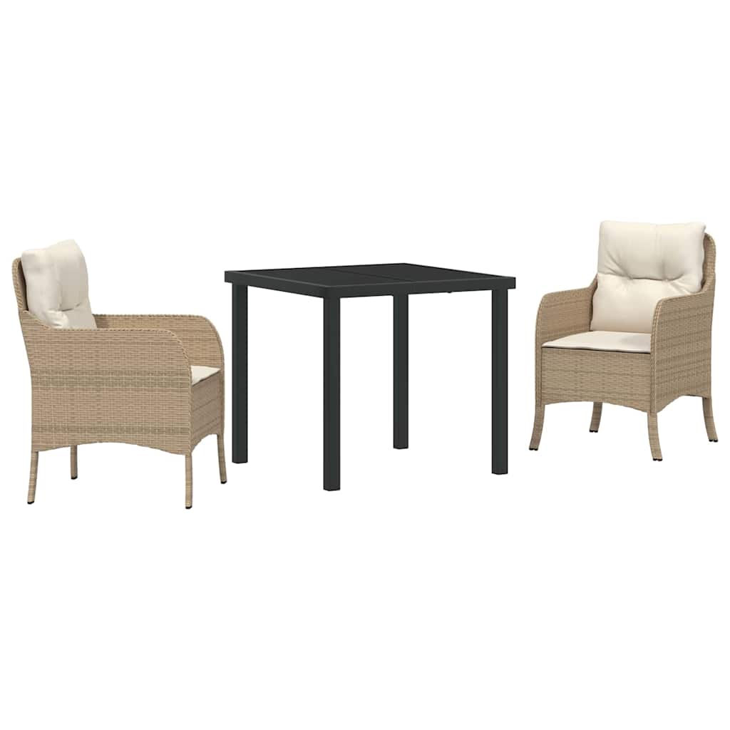 Garten Essgruppe mit Kissen 3 pcs Beige Poly-Rattan