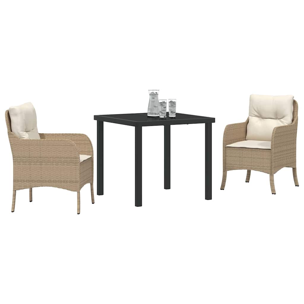 Garten Essgruppe mit Kissen 3 pcs Beige Poly-Rattan