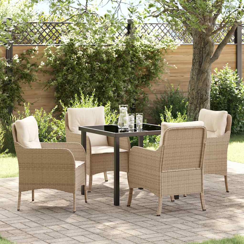 Garten Essgruppe mit Kissen 5 pcs Beige Poly-Rattan