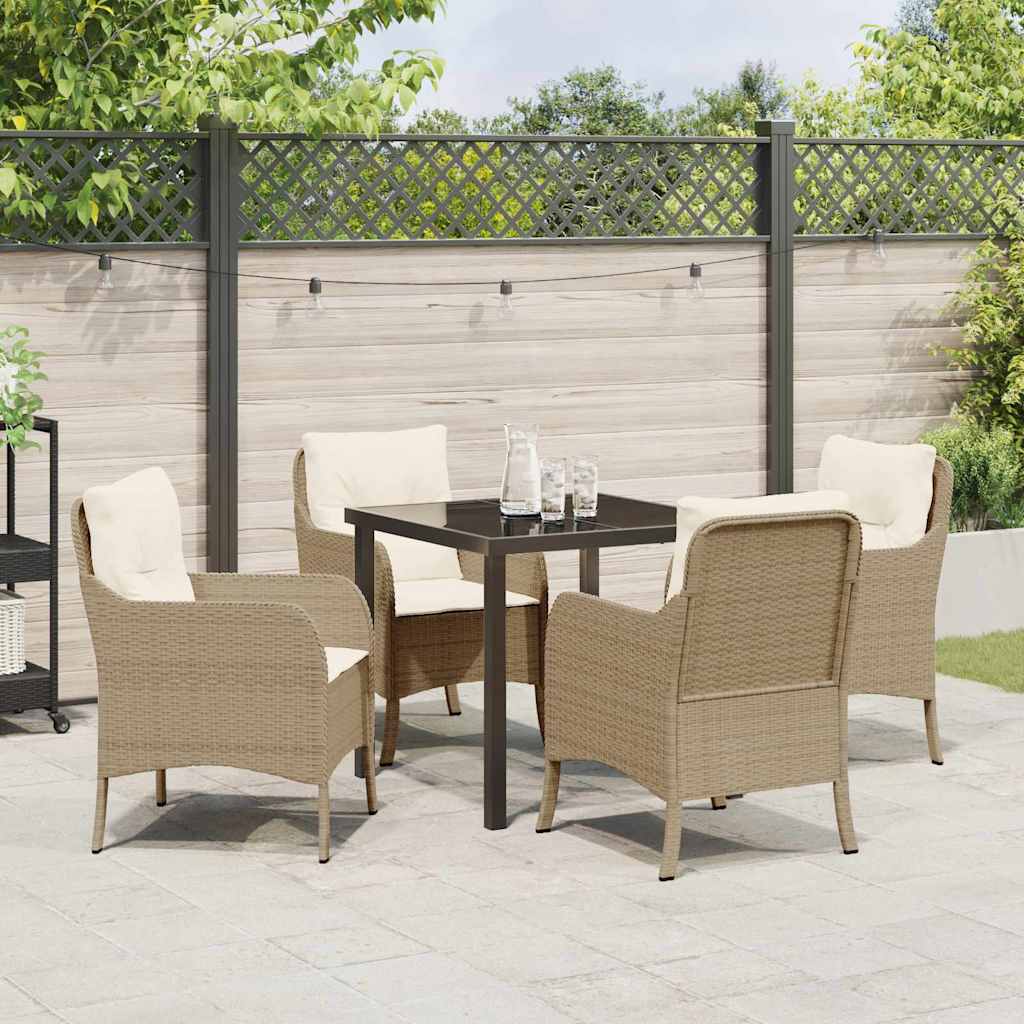 Garten Essgruppe mit Kissen 5 pcs Beige Poly-Rattan