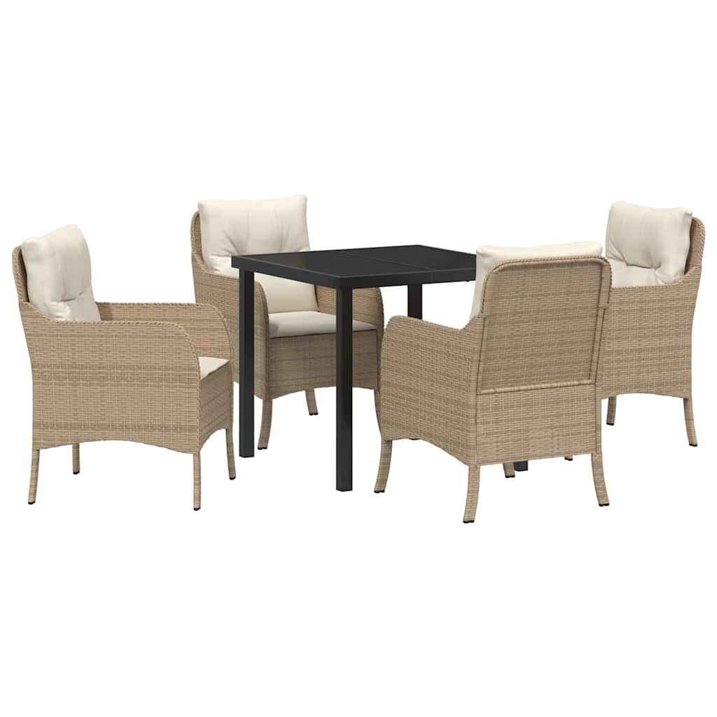 Garten Essgruppe mit Kissen 5 pcs Beige Poly-Rattan