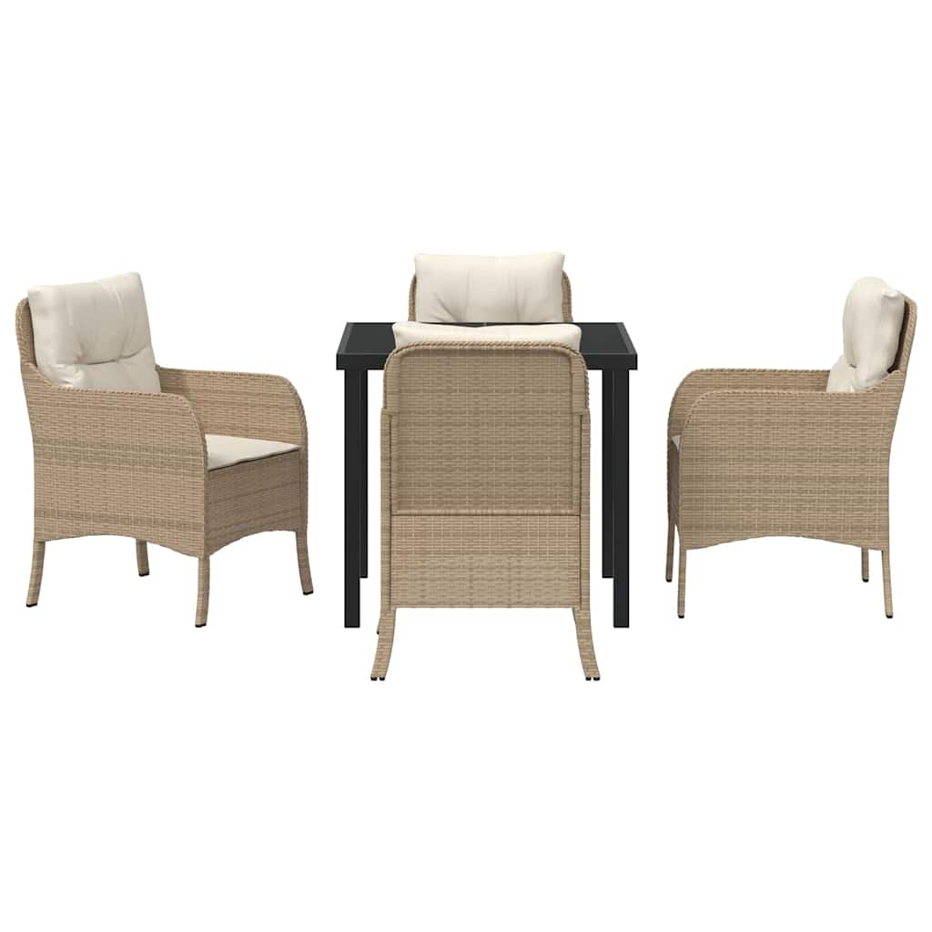 Garten Essgruppe mit Kissen 5 pcs Beige Poly-Rattan