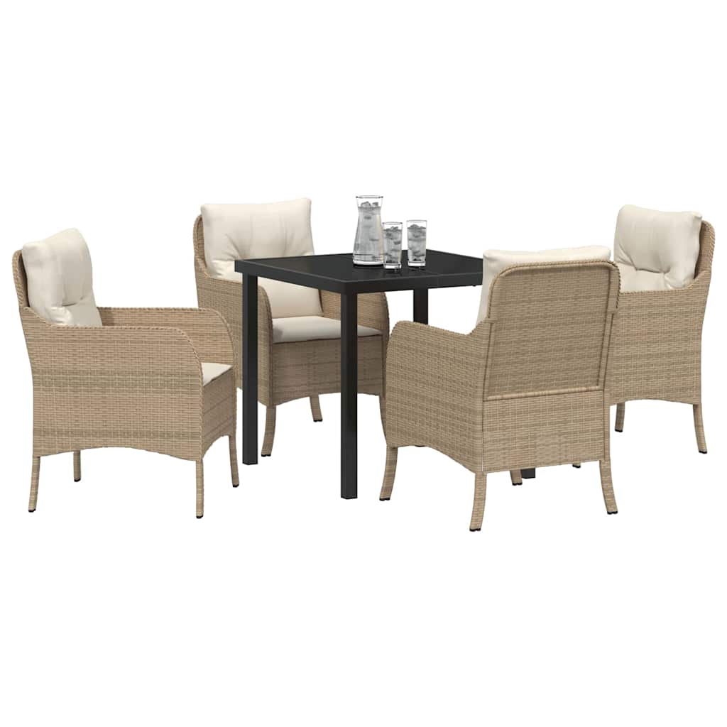 Garten Essgruppe mit Kissen 5 pcs Beige Poly-Rattan
