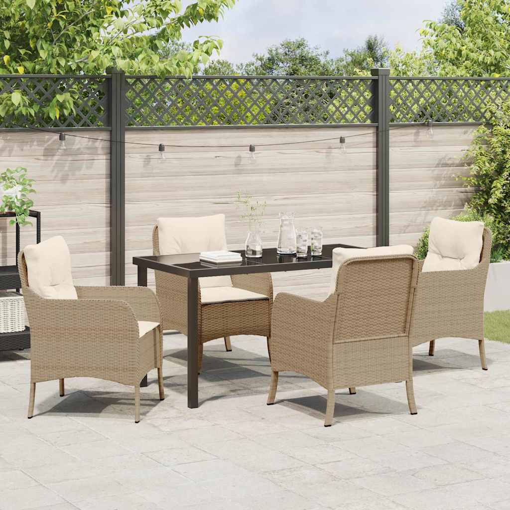 Garten Essgruppe mit Kissen 5 pcs Beige Poly-Rattan