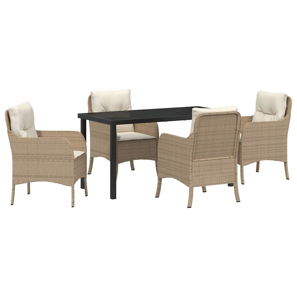 Garten Essgruppe mit Kissen 5 pcs Beige Poly-Rattan