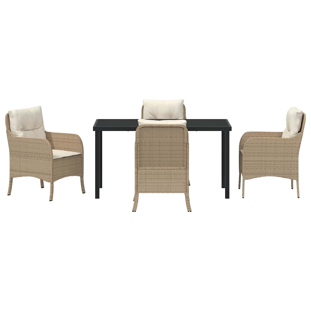 Garten Essgruppe mit Kissen 5 pcs Beige Poly-Rattan