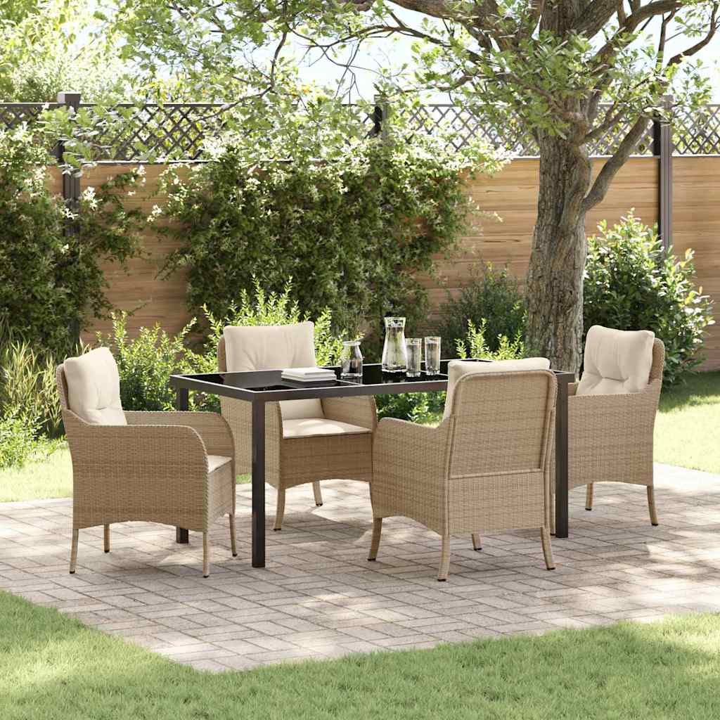 Garten Essgruppe mit Kissen 5 pcs Beige Poly-Rattan