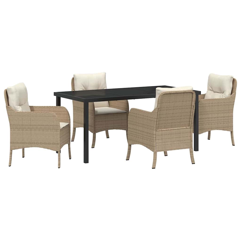 Garten Essgruppe mit Kissen 5 pcs Beige Poly-Rattan
